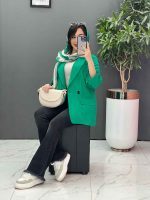 مانتو کتی دودکمه یقه انگلیسی کد 2691 - تصویر 6