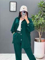 ست مانتو شلوار لنین کمربند Dior کد 2687 - تصویر 7