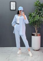 ست مانتو شلوار لنین کمربند Dior کد 2687 - تصویر 14