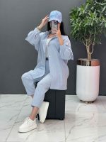 ست مانتو شلوار لنین کمربند Dior کد 2687 - تصویر 6