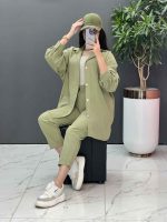 ست مانتو شلوار لنین کمربند Dior کد 2687 - تصویر 28