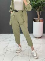 ست مانتو شلوار لنین کمربند Dior کد 2687 - تصویر 26