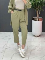ست مانتو شلوار لنین کمربند Dior کد 2687 - تصویر 11