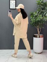 ست مانتو شلوار لنین کمربند Dior کد 2687 - تصویر 9