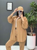 ست مانتو شلوار لنین کمربند Dior کد 2687 - تصویر 3