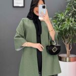 مانتو ژاکارد حصیری یقه گرد در ونوس مد