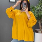 شومیز آستین پفی جلو چهار دکمه در ونوس مد
