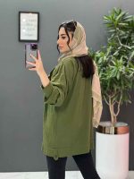 مانتو لنین آستین حلقه پایین دکمه کد 2721 - تصویر 4
