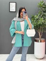 مانتو سبزآبی لینن
