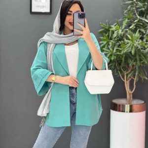 مانتو سبزآبی لینن