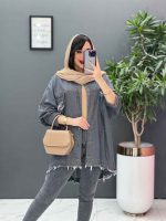 مانتو جین پانچ پایین ریش کد 2707 - تصویر 11