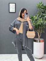 مانتو جین پانچ پایین ریش کد 2707 - تصویر 7