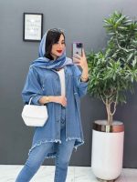 مانتو جین پانچ پایین ریش کد 2707 - تصویر 2