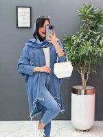 مانتو جین پانچ پایین ریش کد 2707 - تصویر 6