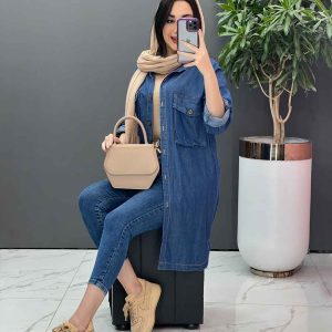 مانتو جین کاغذی دو جیب