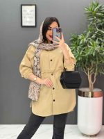مانتو داکرون کمربندی بالا جیب نما کد 2720 - تصویر 5