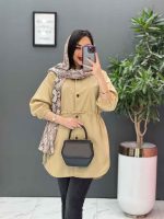 مانتو داکرون کمربندی بالا جیب نما کد 2720 - تصویر 9