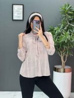 شومیز نخی یقه بند دار کد 2772 - تصویر 10