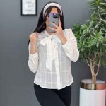 شومیز نخی یقه بند دار
