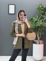 مانتو لنین شش دکمه آستین پیله کد 2747 - تصویر 6