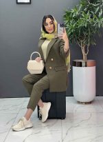 ست مانتو شلوار لنین چهاردکمه کد 2746 - تصویر 16