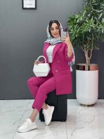 ست مانتو شلوار لنین چهاردکمه کد 2746 - تصویر 15
