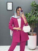 ست مانتو شلوار لنین چهاردکمه کد 2746 - تصویر 12