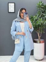 ست مانتو شلوار لنین چهاردکمه کد 2746 - تصویر 2