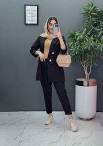 ست مانتو شلوار لنین چهاردکمه کد 2746 - تصویر 3