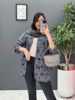 مانتو جلوباز آبی تیره