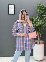 مانتو آبی صورتی