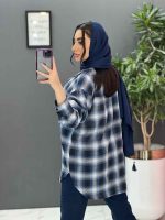 مانتو چهارخونه آبی