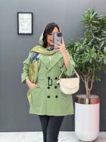مانتو لنین شش دکمه کمربندی