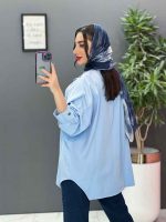 مانتو کتان آبی