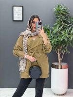 مانتو لنین آستین پیله دکمه چوبی