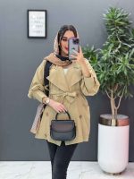 مانتو لنین آستین پیله دکمه چوبی کد 2807 - تصویر 12