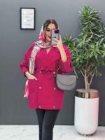 مانتو لنین آستین پیله دکمه چوبی کد 2807 - تصویر 16