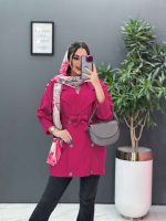 مانتو لنین آستین پیله دکمه چوبی کد 2807 - تصویر 5
