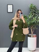 مانتو لنین آستین پیله دکمه چوبی کد 2807 - تصویر 4