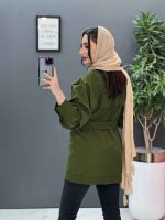 مانتو لنین آستین پیله دکمه چوبی کد 2807 - تصویر 10