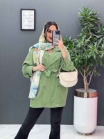 مانتو لنین آستین پیله دکمه چوبی کد 2807 - تصویر 14