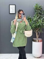 مانتو لنین آستین پیله دکمه چوبی کد 2807 - تصویر 9