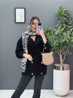 مانتو لنین آستین پیله دکمه چوبی کد 2807 - تصویر 3