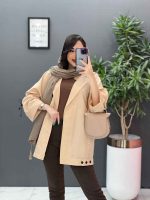 مانتو داکرون آستین بند ضربدری کد 2793 - تصویر 6