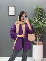 مانتو داکرون آستین بند ضربدری