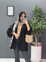 مانتو داکرون آستین بند ضربدری کد 2844 - تصویر 3