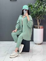 ست مانتو شلوار لنین کمربند Dior کد 2800 - تصویر 11