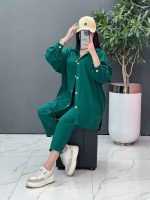 ست مانتو شلوار لنین کمربند Dior کد 2800 - تصویر 17