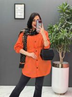 مانتو داکرون کمربندی بالا جیب نما کد 2720 - تصویر 10