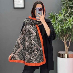 شال موهرکوبیده کرم-آجری کد 2887